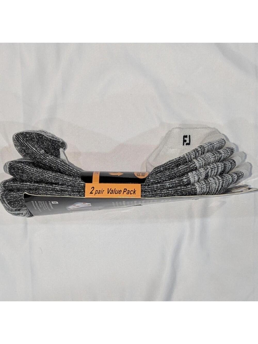 FootJoy ProDry Men’s Golf Ankle Socks 2 PACK Value Pack White Gray Size L 7-12.5 - Picture 3 of 4